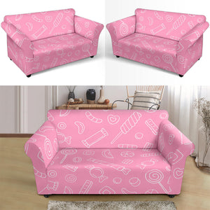 Sweet Candy Pink Background Loveseat Couch Slipcover