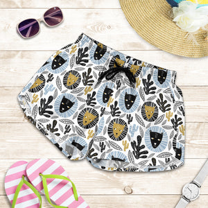 Lion Pattern Print Design 05 Women Shorts