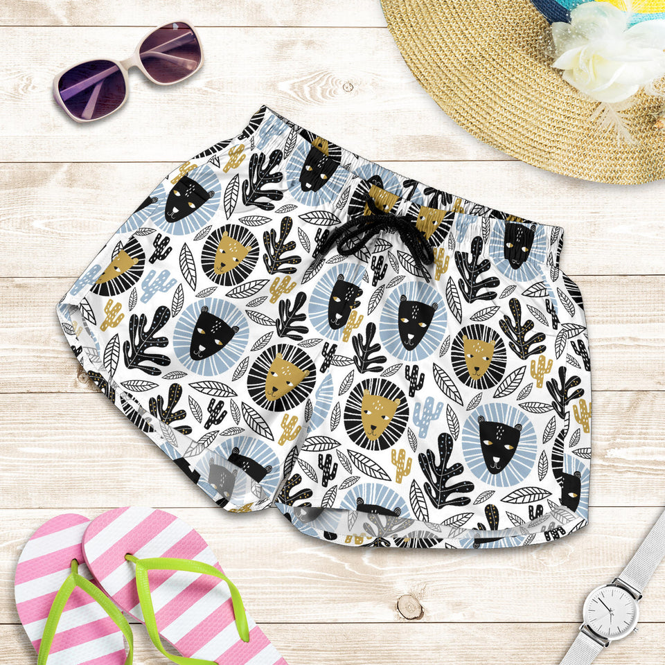Lion Pattern Print Design 05 Women Shorts
