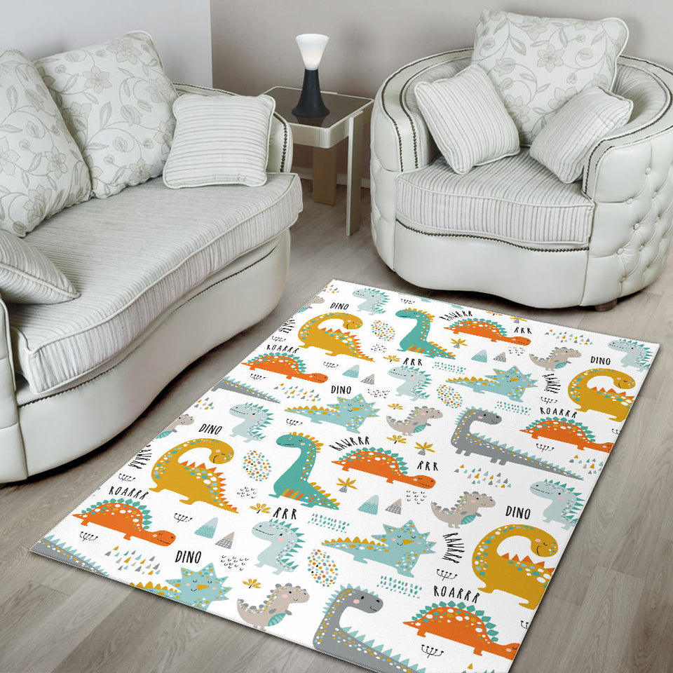 Cute Funny Kids Dinosaurs Pattern Area Rug