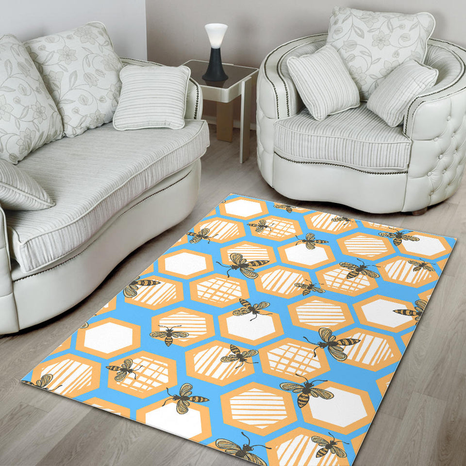 Bee Honeycomb Pattern Area Rug