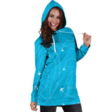 Airplane Destinations Blue Background Women'S Hoodie Dress