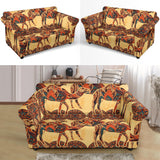 Camel Polynesian Tribal Design Pattern Loveseat Couch Slipcover