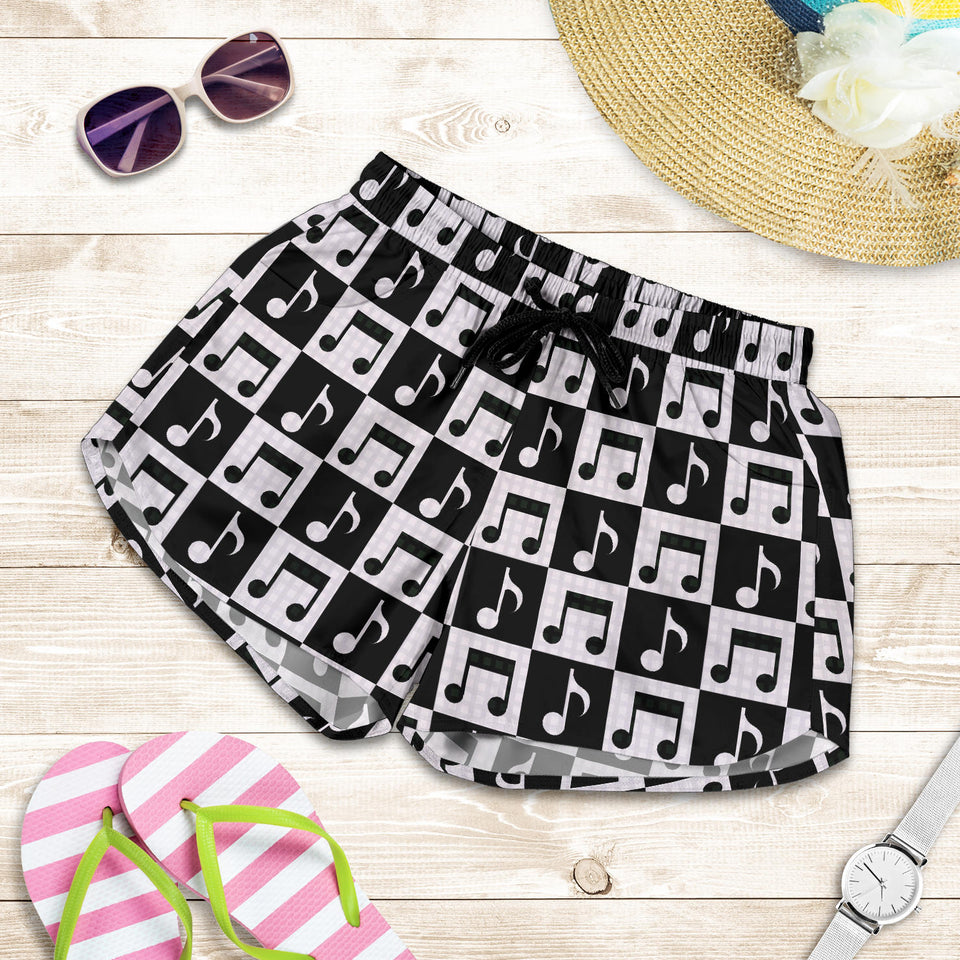 Music Notes Pattern Print Design 01 Women Shorts