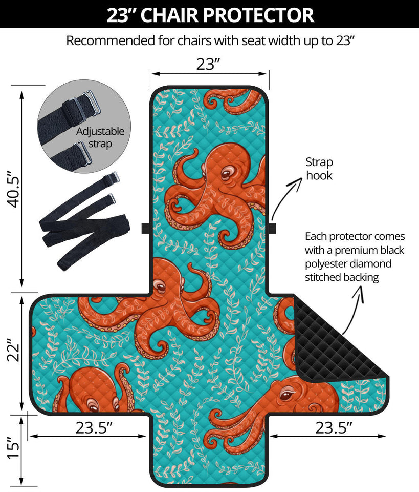 Octopus turquoise background Chair Cover Protector