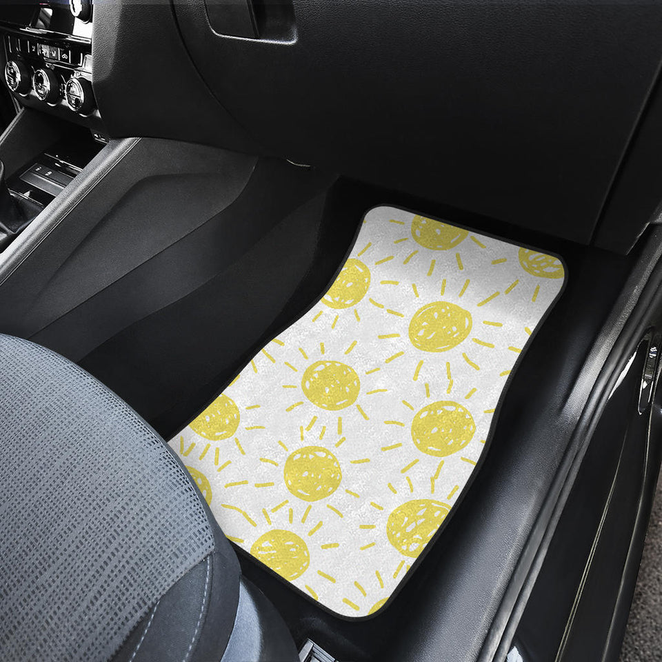 Hand Drawn Sun Pattern Front And Back Car Mats