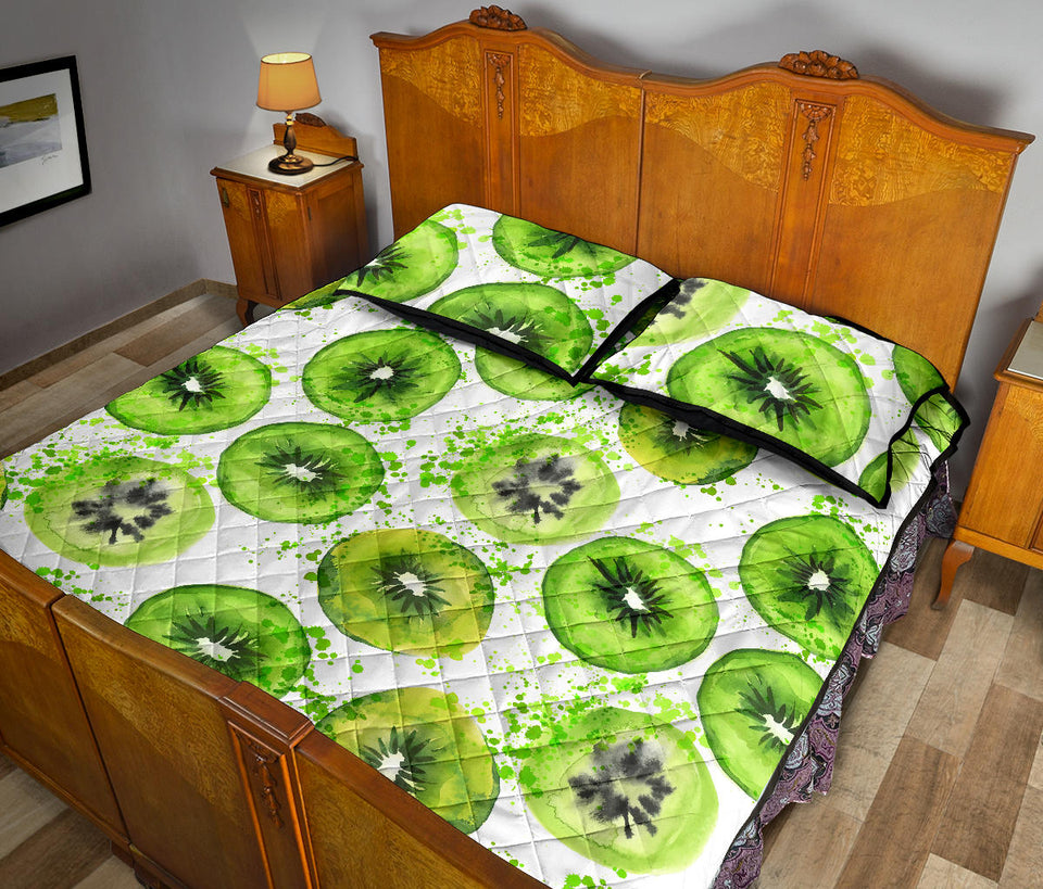 Watercolor kiwi pattern Quilt Bed Set