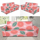 Grapefruit Leaves Flower Pink Background Sofa Slipcover