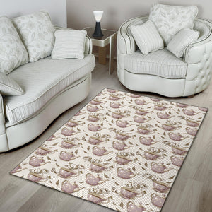 Tea Pots Pattern Print Design 03 Area Rug