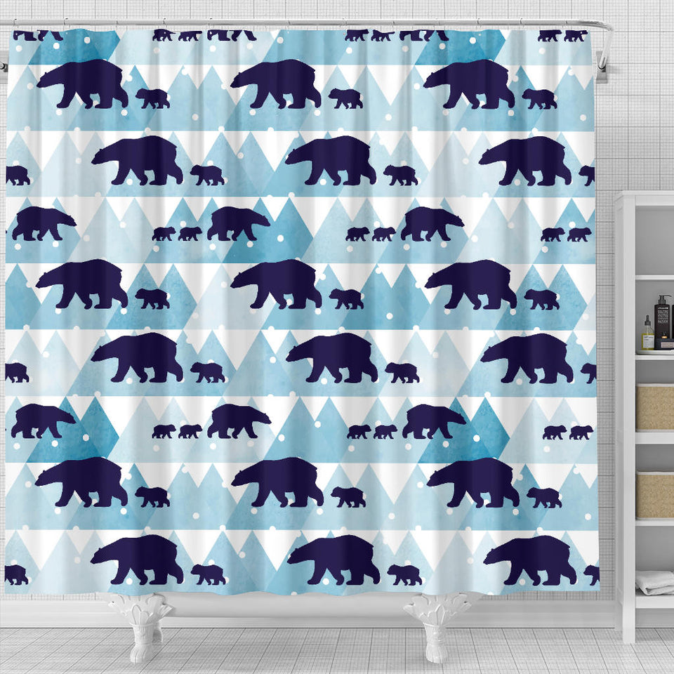 Polar Bear Winter Snow Pattern Shower Curtain Fulfilled In US