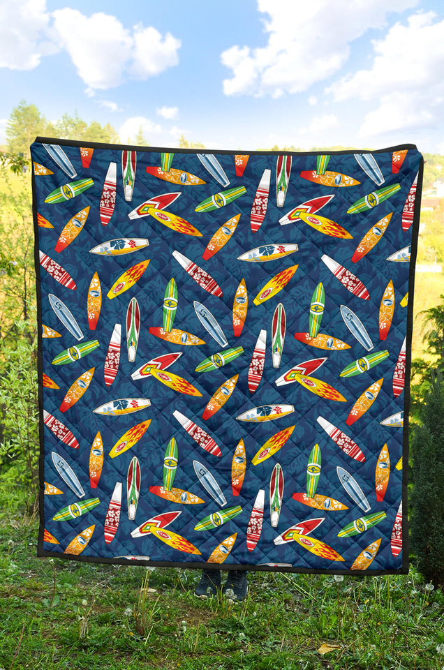 Surfboard Pattern Print Design 01 Premium Quilt