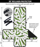 Hand drawn sketch style green Chili peppers pattern Recliner Cover Protector