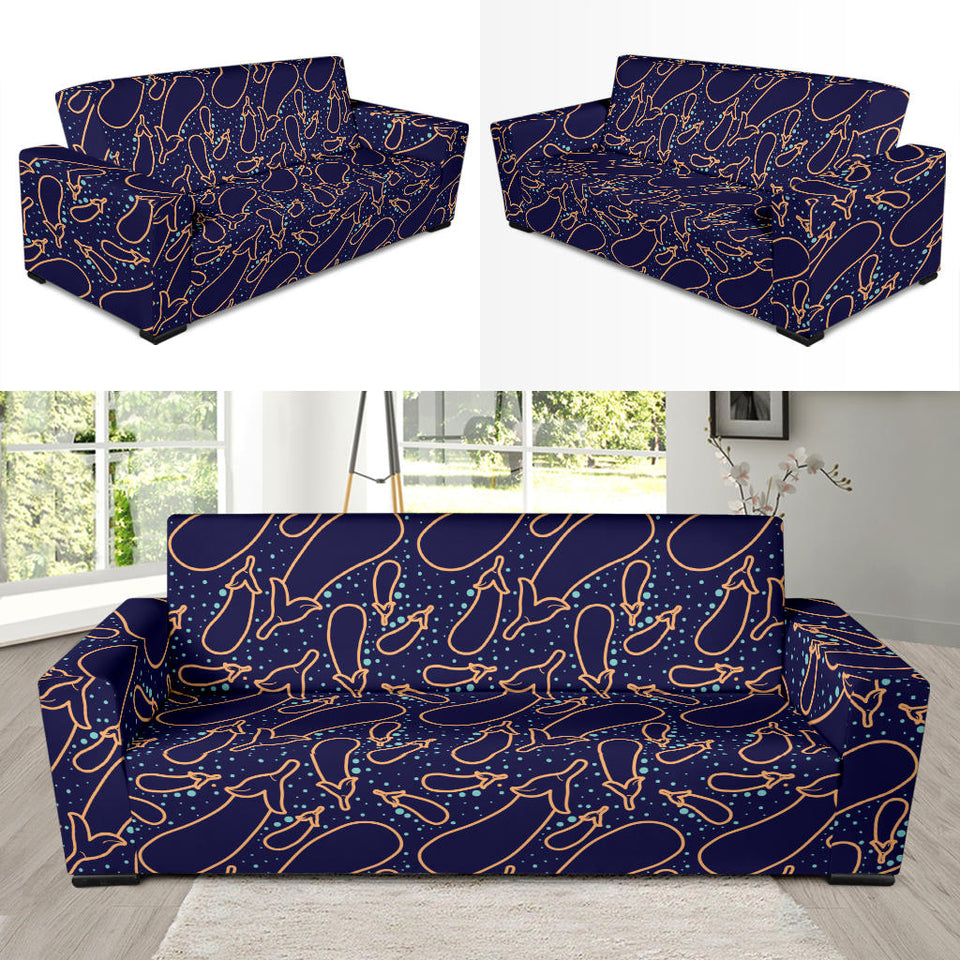 Eggplant Pattern Print Design 04 Sofa Slipcover