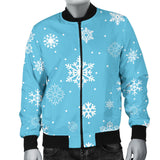 Snowflake Pattern Blue Background Men'S Bomber Jacket