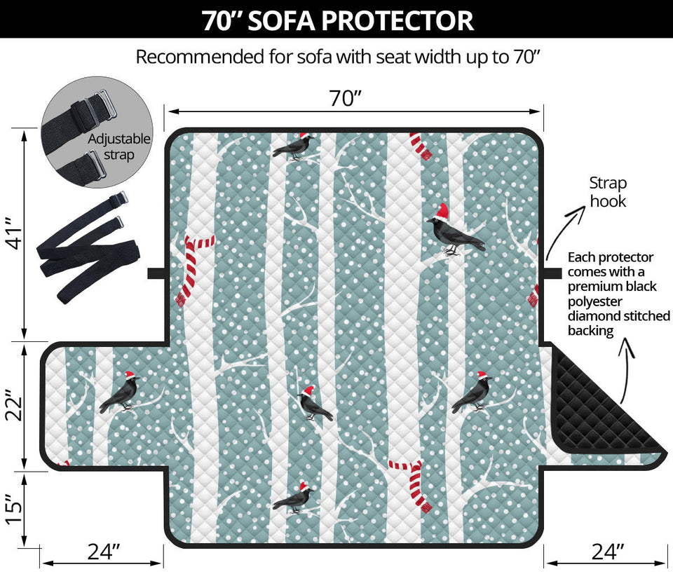 Crows christmas hat scarf Sofa Cover Protector