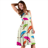 Colorful Chameleon Lizard Pattern Sleeveless Midi Dress