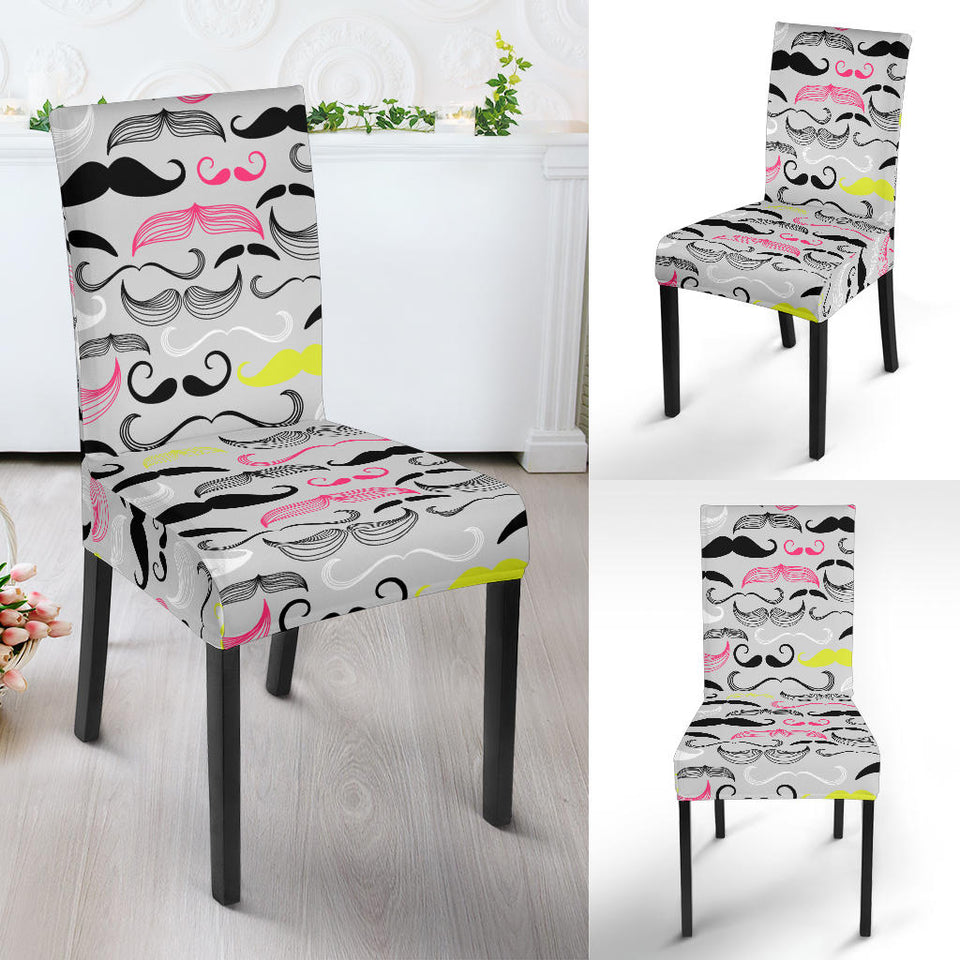 Mustache Beard Pattern Print Design 02 Dining Chair Slipcover