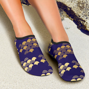 Beautiful Japanese Fan Pattern Aqua Shoes