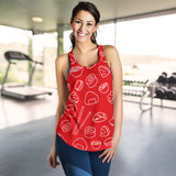 sushi pattern red background Women Racerback Tank Top