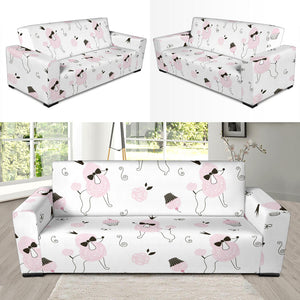 Poodle Dog Rose Cake Pattern Sofa Slipcover