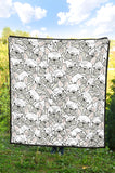 Cute French Bulldog Head Pattern Premium Quilt