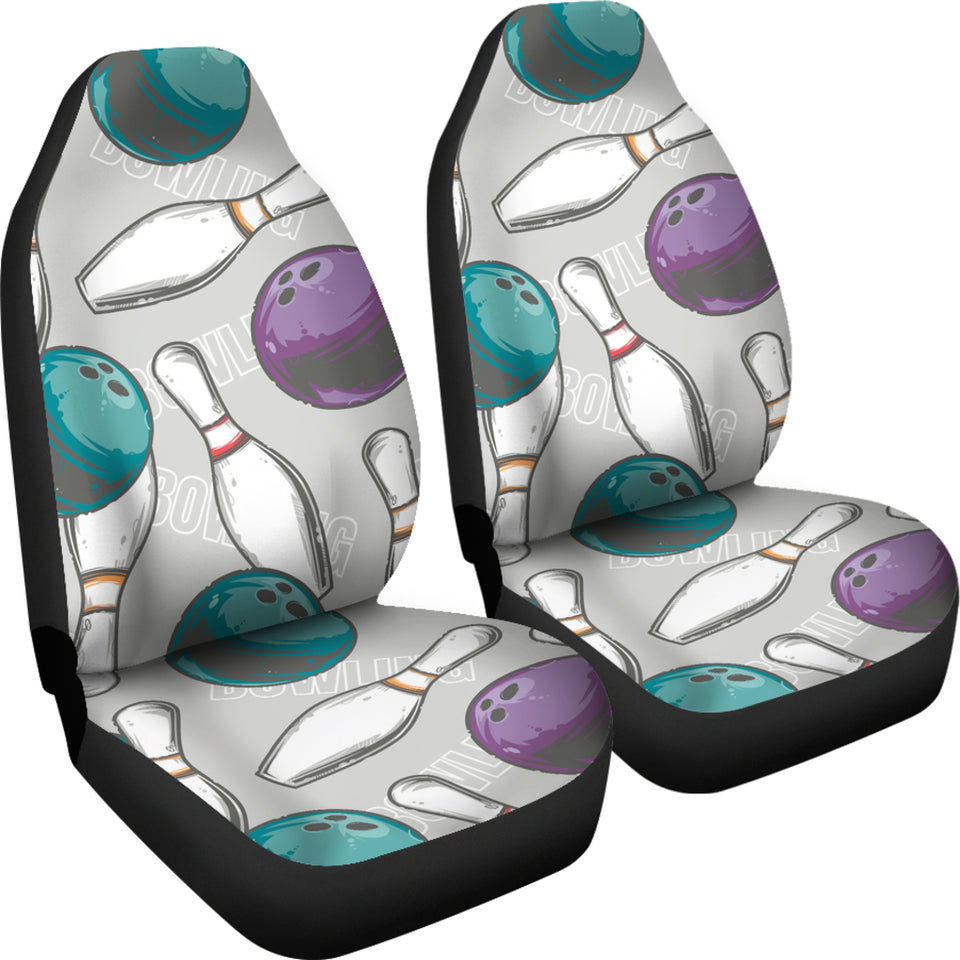 Bowling Ball And Pin Gray Background  Universal Fit Car Seat Covers