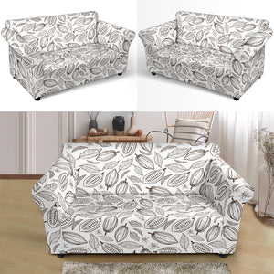 Cocoa Beans Leaves Pattern Loveseat Couch Slipcover