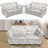 Cocoa Beans Leaves Pattern Loveseat Couch Slipcover