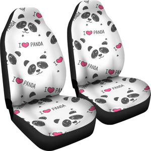 Hand Drawn Faces Of Pandas Pattern Universal Fit Car Seat Covers