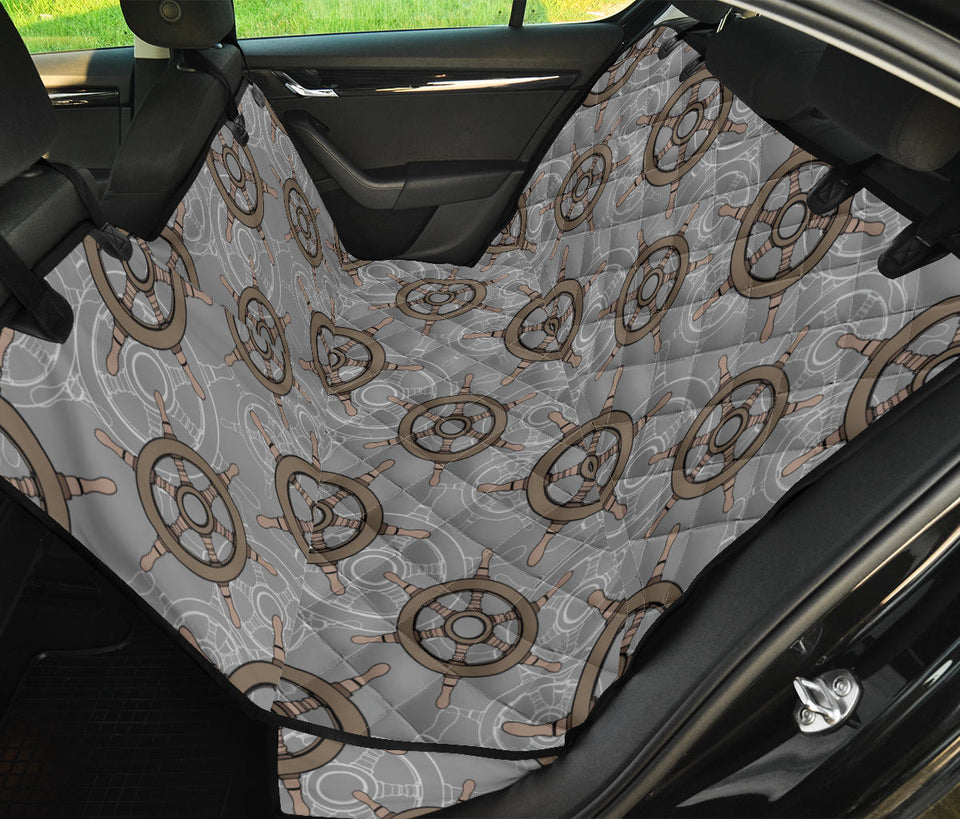 Nautical Wood Steering Wheel Pattern Dog Car Seat Covers