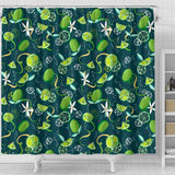 Lime Ice Flower Pattern Shower Curtain Fulfilled In US