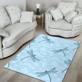 Dragonfly Pattern Blue Background Area Rug