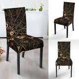 Gold Peacock Feather Pattern Dining Chair Slipcover