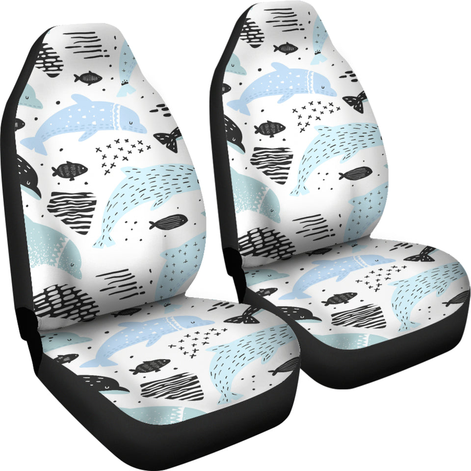 Cute Dolphins Childish Style Pattern Universal Fit Car Seat Covers