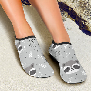 Cute Raccoons Leaves Dot Aqua Shoes