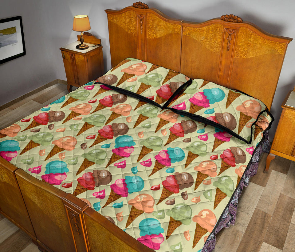 Colorful ice cream pattern Quilt Bed Set