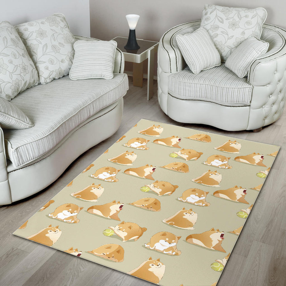 Cute Fat Shiba Inu Dog Pattern Area Rug