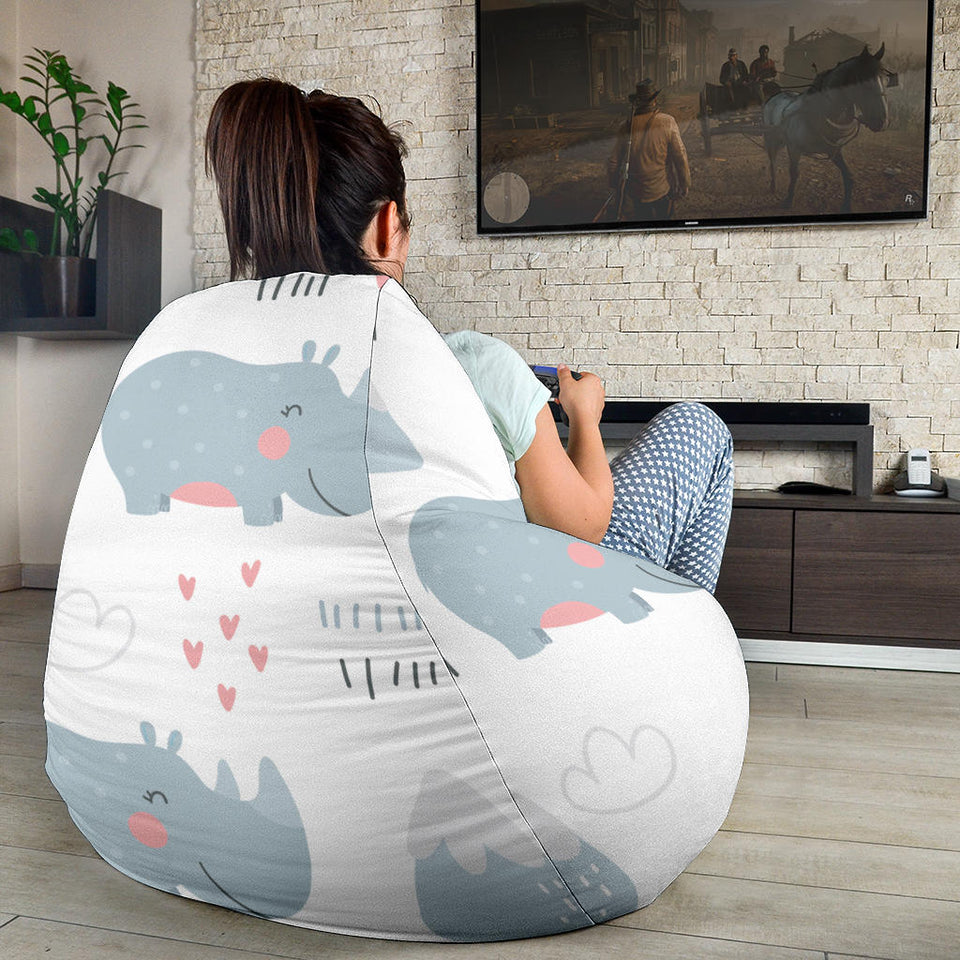 Cute Rhino Heart Pattern Bean Bag Cover