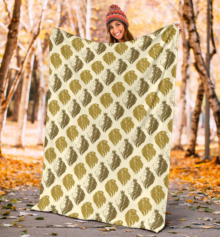 Lion Pattern Print Design 02 Premium Blanket