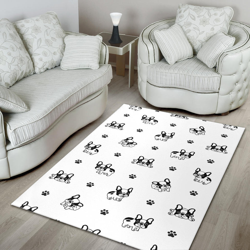 Cute French Bulldog Paw Pattern Area Rug