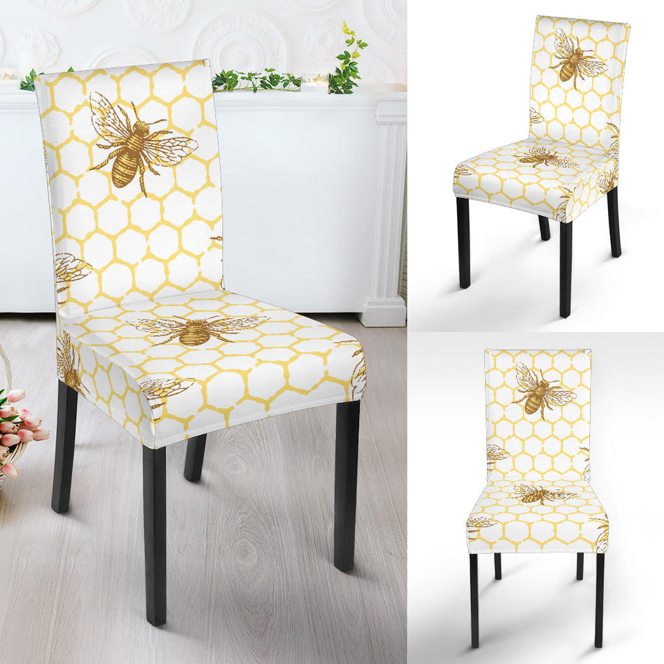 Bee Honeycomb Seamless Design Pattern Dining Chair Slipcover