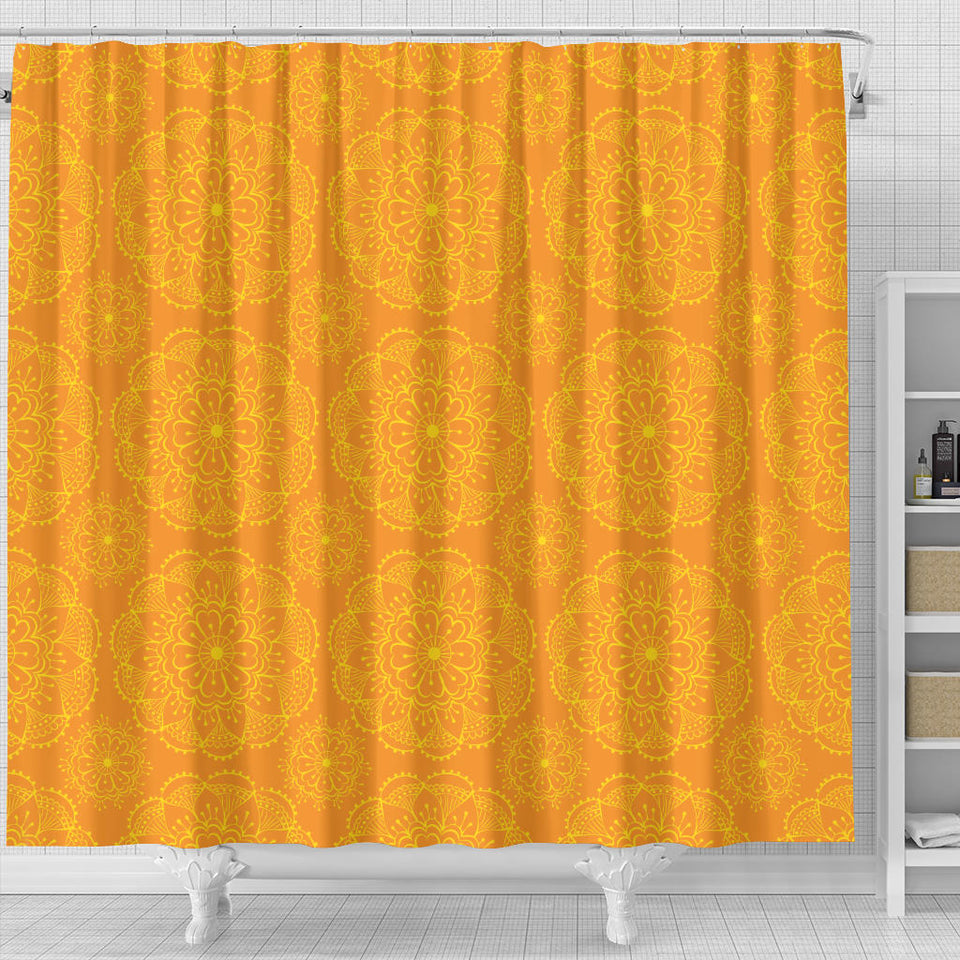 Orange Traditional Indian Element Pattern Shower Curtain Fulfilled In US