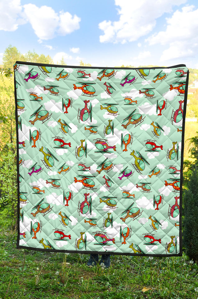 Helicopter Design Pattern Premium Quilt