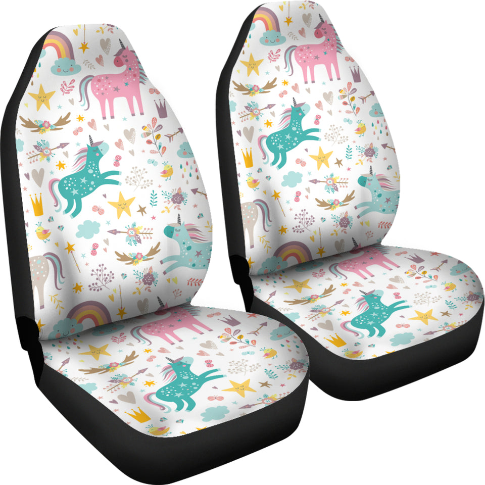 Colorful Unicorn Pattern  Universal Fit Car Seat Covers