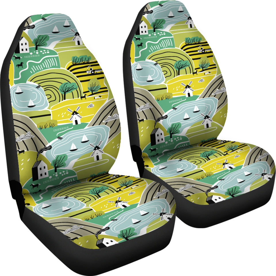 Hand Drawn Windmill Pattern  Universal Fit Car Seat Covers