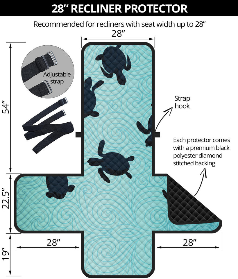 Sea turtle with blue ocean backgroud Recliner Cover Protector