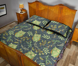 Cute owls leaves pattern Quilt Bed Set
