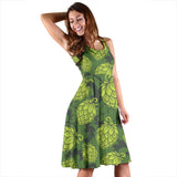 Hop Patternn Hop Cone Background Sleeveless Midi Dress