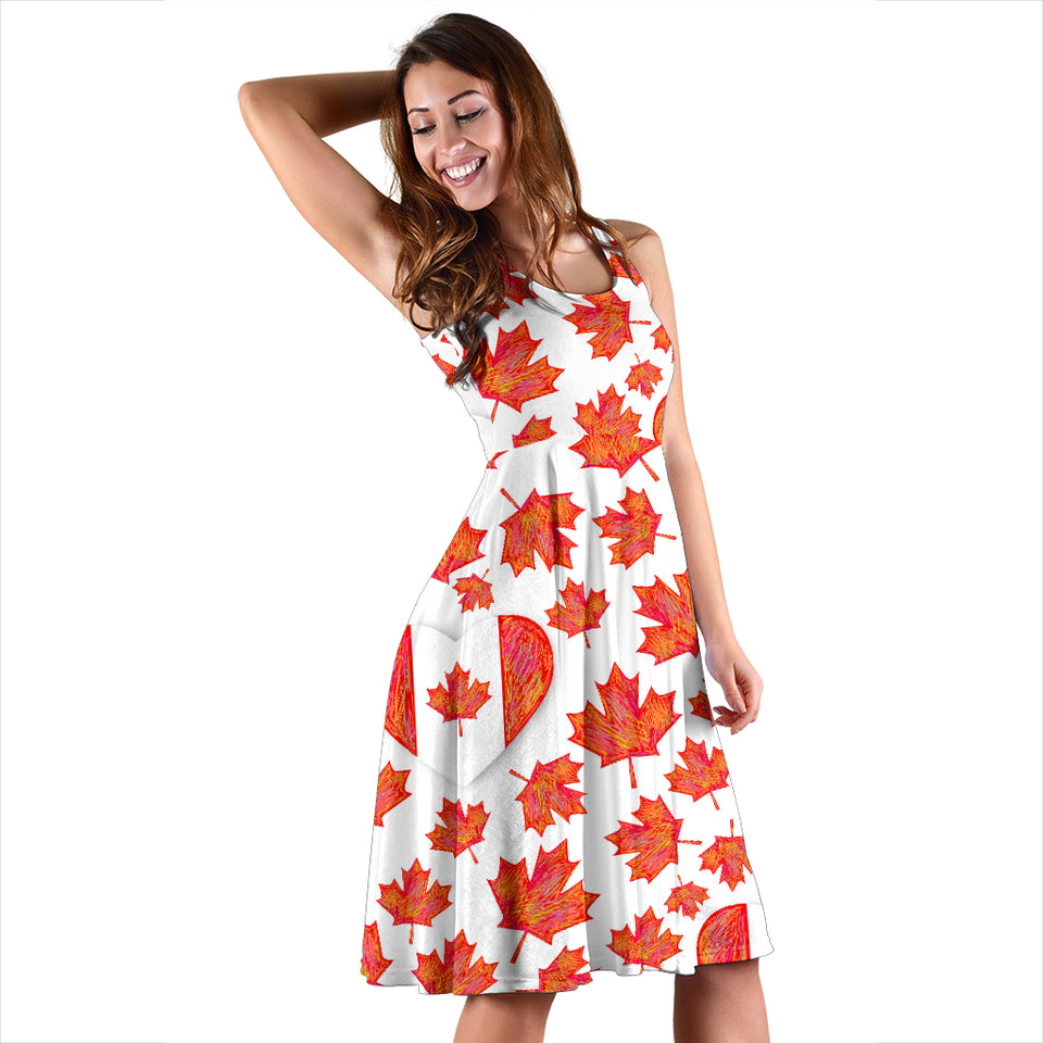 Canada Pattern Print Design 02 Sleeveless Midi Dress