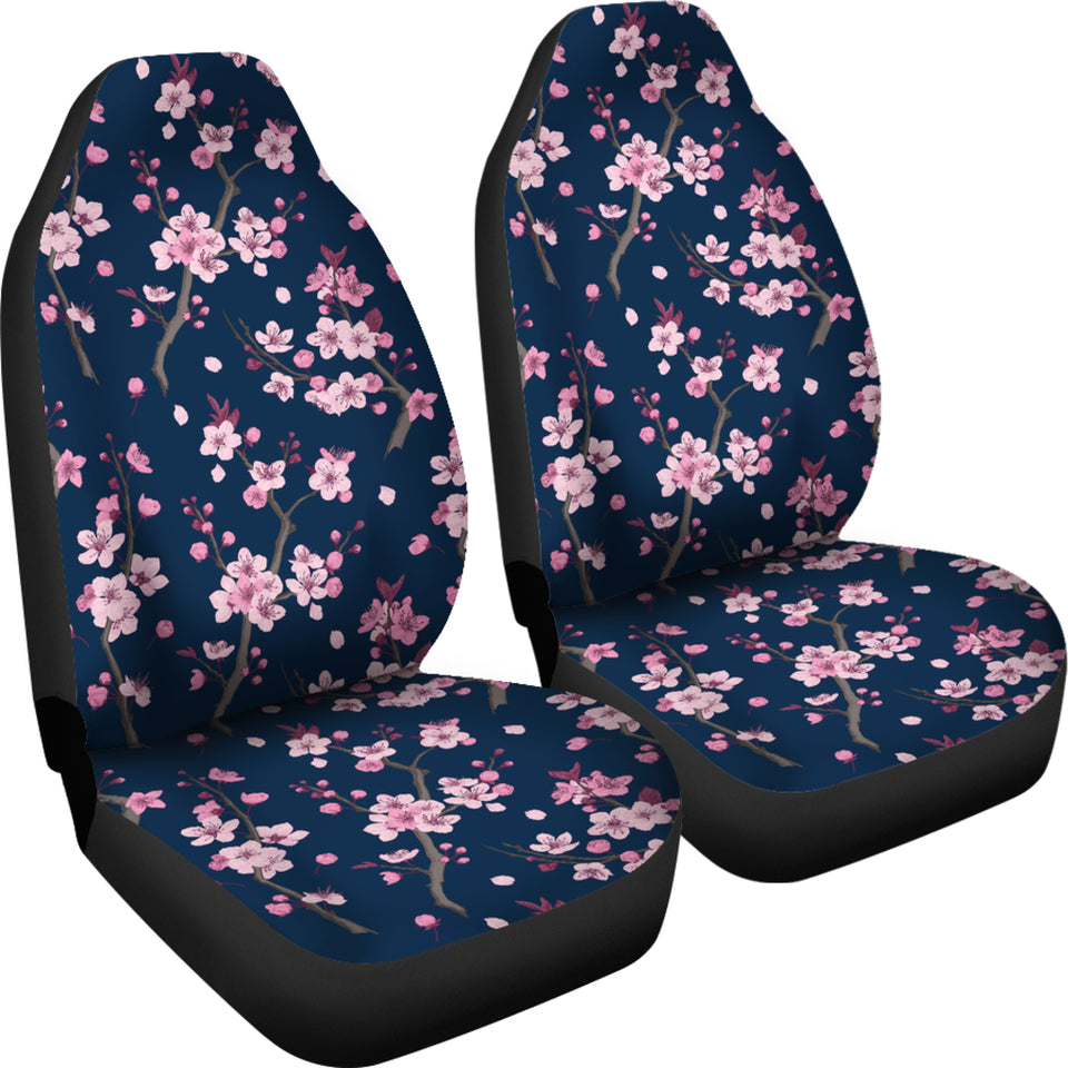 Pink Sakura Cherry Blossom Blue Background  Universal Fit Car Seat Covers